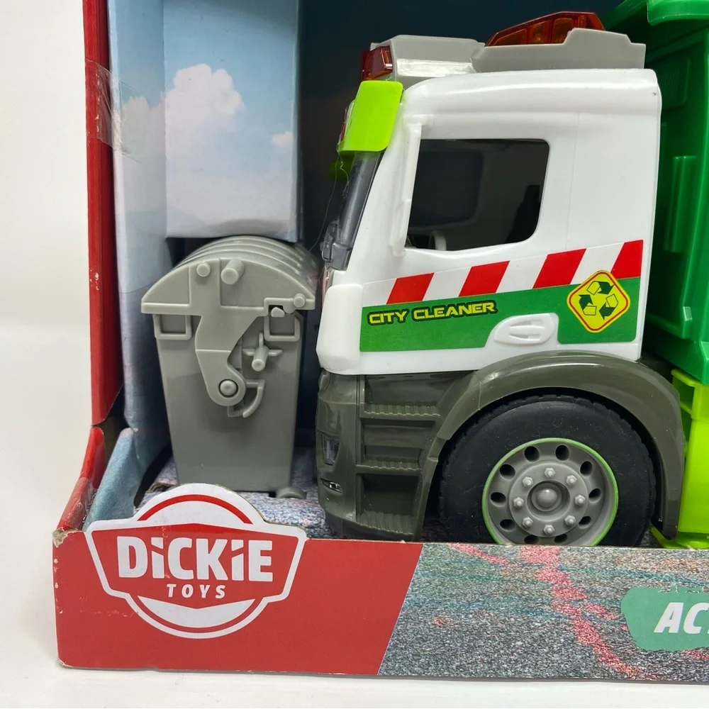Dickie City Mercedes Actros Garbage Truck 10” Opening Parts Lights & Sounds, NEW